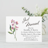ウォーターカラーのベリーと芽のJust Marriedタイポグラフィー 招待状 (スタンド正面)