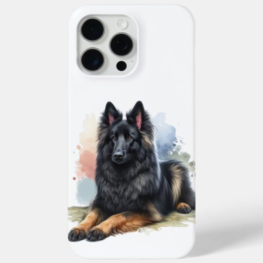 ウォーターカラーのベルジアン・シェパード・ドッグ Case-Mate iPhoneケース (裏面)