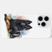 ウォーターカラーのベルジアン・シェパード・ドッグ Case-Mate iPhoneケース (裏面 (横))