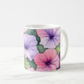 ウォーターカラーのペチュニアの花 コーヒーマグカップ (正面右)