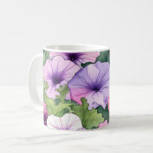 ウォーターカラーのペチュニアの花 コーヒーマグカップ (正面左)
