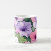 ウォーターカラーのペチュニアの花 コーヒーマグカップ (中央)
