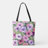 ウォーターカラーのペチュニアの花 トートバッグ (裏面)