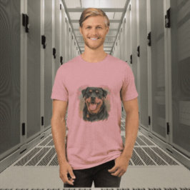 ウォーターカラーのペット ロットワイラー肖像画 トライブレンドＴシャツ