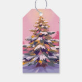 ウォーターカラーのホリデー メリー ピンク クリスマス ギフトタグ (裏面)