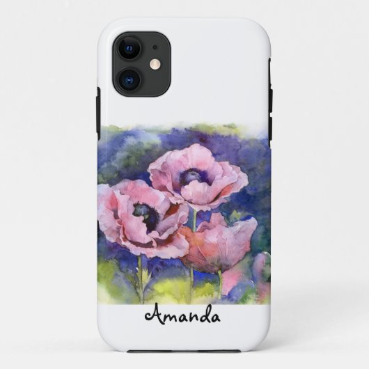 ウォーターカラーのポピー ピンクの花 フローラル ビューティー Case-Mate iPhoneケース (裏面)