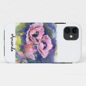 ウォーターカラーのポピー ピンクの花 フローラル ビューティー Case-Mate iPhoneケース (裏面(横))