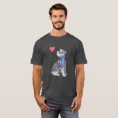 ウォーターカラーのミニチュアシュナウザーの男の子ギフト家族 Tシャツ (正面フル)