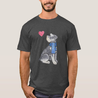 ウォーターカラーのミニチュアシュナウザーの男の子ギフト家族 Tシャツ