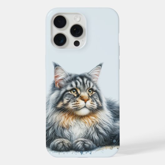 ウォーターカラーのメインクーン iPhoneケース (裏面)