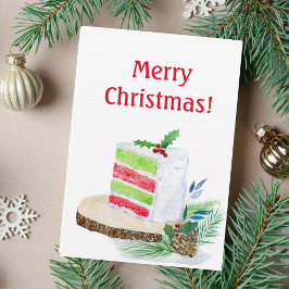 ウォーターカラーのメリークリスマスケーキ カード