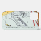 ウォーターカラーのモノグラム　建築家・エンジニア Case-Mate iPhoneケース (裏面 (横))