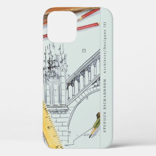 ウォーターカラーのモノグラム　建築家・エンジニア iPhone 12ケース