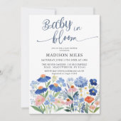 ウォーターカラーのヤグルマギクの草原 Baby in Bloom シャワー 招待状 (正面)