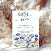 ウォーターカラーのヤグルマギクの草原 Baby in Bloom シャワー 招待状