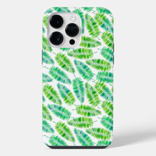 ウォーターカラーのヤシの葉 iPhoneケース (裏面)