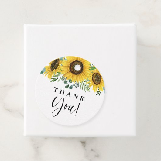 ウォーターカラーのユーカリとヒマワリの感謝メッセージ フェイバータグ (インサイチュ)