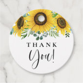 ウォーターカラーのユーカリとヒマワリの感謝メッセージ フェイバータグ (正面)