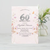 ウォーターカラーのライラックの野の花 紫色の60歳の誕生日 招待状 (スタンド正面)