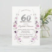 ウォーターカラーのライラックの野の花 60歳の誕生日   招待状 (スタンド正面)