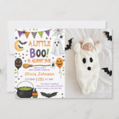 ウォーターカラーのリトルブー ハロウィンベビーシャワー 招待状 (正面)