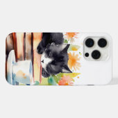 ウォーターカラーのリラックスしたかわいい猫 iPhoneケース (裏面横)