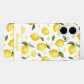 ウォーターカラーのレモンとハートのモノグラム入り Case-Mate iPhoneケース (裏面 (横))