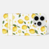 ウォーターカラーのレモンとハートのモノグラム入り Case-Mate iPhoneケース (裏面 (横))