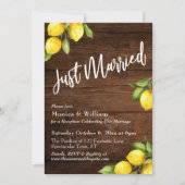 ウォーターカラーのレモンとラスティックウッドのJust Married 招待状 (正面)