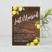 ウォーターカラーのレモンとラスティックウッドのJust Married 招待状 (スタンド正面)