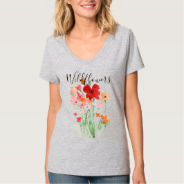 ウォーターカラーのワイルドフラワーのTシャツ Tシャツ