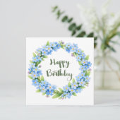 ウォーターカラーのワスレナグサの花のバースデーギフト カード (スタンド正面)