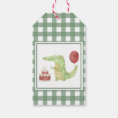 ウォーターカラーのワニの1歳の誕生日おめでとう ギフトタグ (裏面)