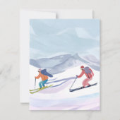 ウォーターカラーの冬の山 スキーの日 シーズンカード (正面)