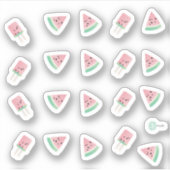 ウォーターカラーの夏スイカのポップス シール (正面)