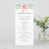 ウォーターカラーの多肉植物の結婚式。ピンクの花のサボテン プログラム (スタンド正面)