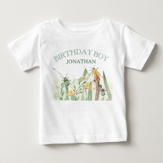 ウォーターカラーの子供の虫の誕生日 ベビーTシャツ (正面)