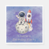 ウォーターカラーの宇宙飛行士 宇宙の誕生日パーティー スタンダードランチョンナプキン (正面)