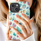 ウォーターカラーの宝石とクリスタル柄モノグラム Case-Mate iPhoneケース