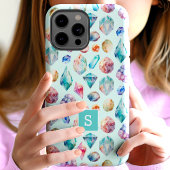ウォーターカラーの宝石とクリスタル柄モノグラム Case-Mate iPhoneケース