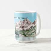 ウォーターカラーの山々 コロラド コーヒーマグ 11オンス コーヒーマグカップ (正面右)