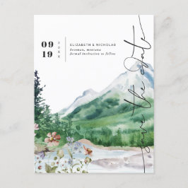 ウォーターカラーの山と野の花 | Save the Date 案内ポストカード