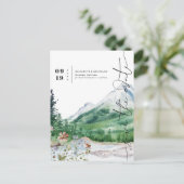 ウォーターカラーの山と野の花 | Save the Date 案内ポストカード (スタンド正面)