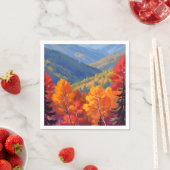 ウォーターカラーの山の景色 紅葉 スタンダードカクテルナプキン (インサイチュ)