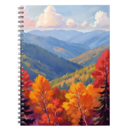 ウォーターカラーの山の景色 紅葉 ノートブック