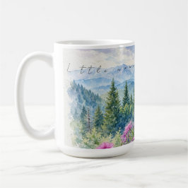 ウォーターカラーの山の野花と静けさ コーヒーマグカップ