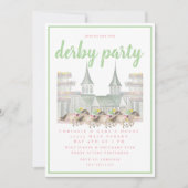 ウォーターカラーの建物ダービーパーティー 馬のレース  招待状 (正面)