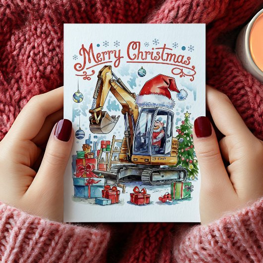 ウォーターカラーの建設業クリスマスカード シーズンカード