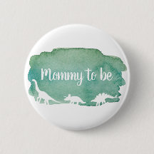 ウォーターカラーの恐竜グリーンベビーシャワーのMommy to Be