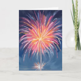 ウォーターカラーの新年花火 カード